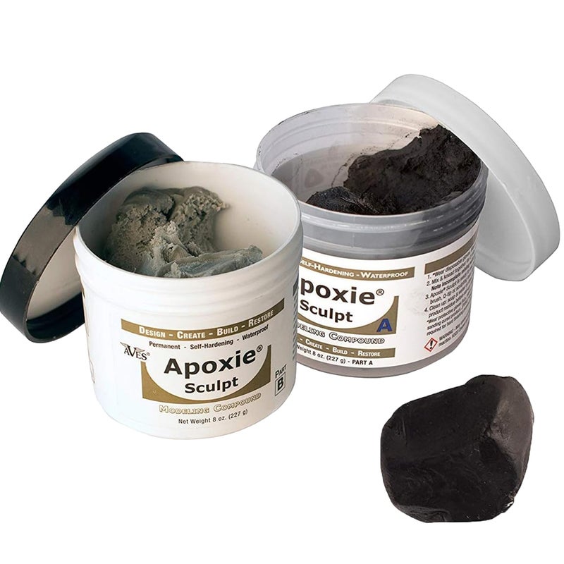 Aves Apoxie Sculpt - 2 Part Modeling Compound (A&B) - 1 Pound, Apoxie Sculpt for Sculpting, Modeling, Filling, Repairing, Simple to Use & Durable Self-Hardening Modeling Compound - Black - Image 1